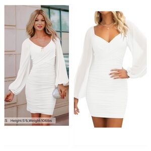 Chic White Long Sleeve Dress